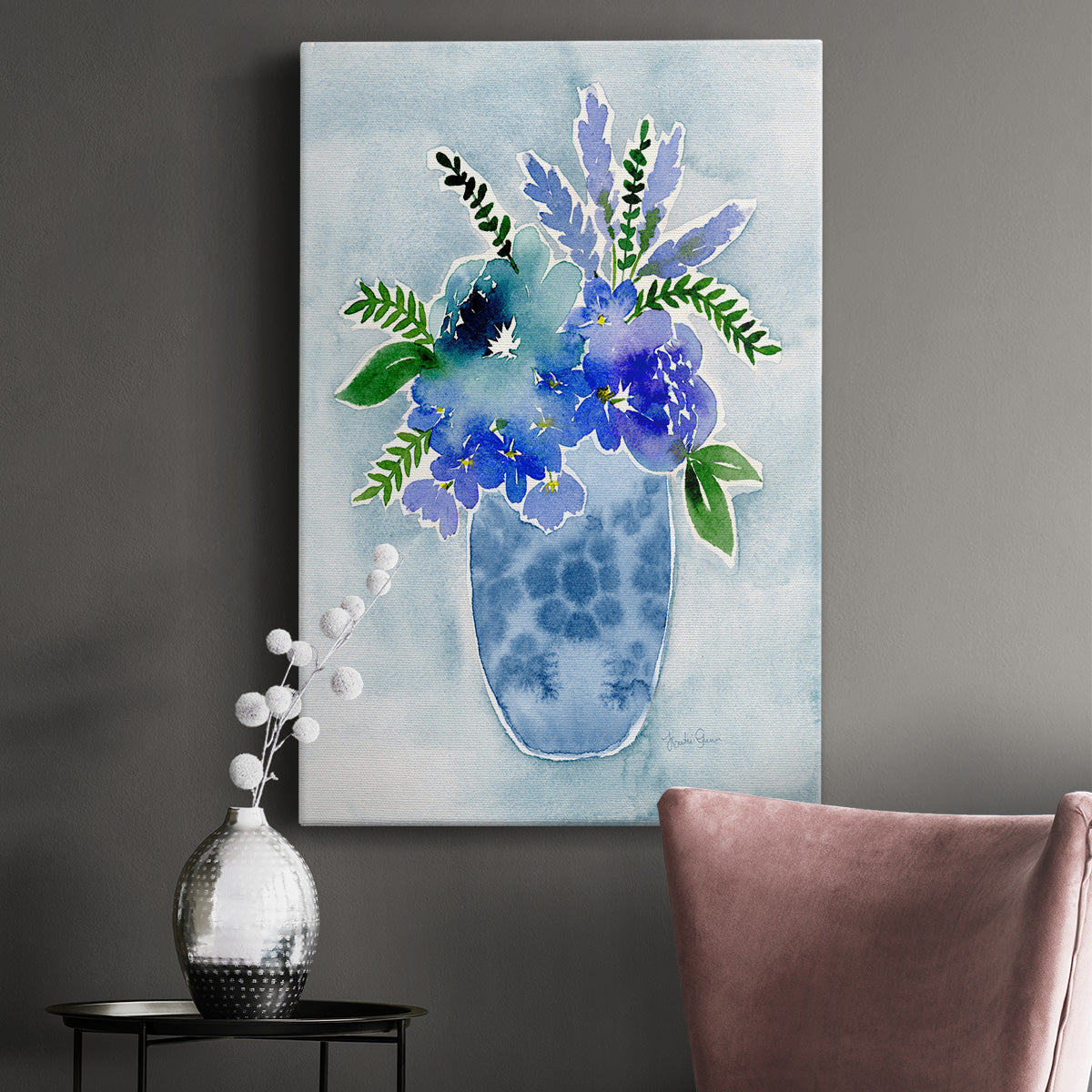 Blue Bouquet I Premium Gallery Wrapped Canvas - Ready to Hang