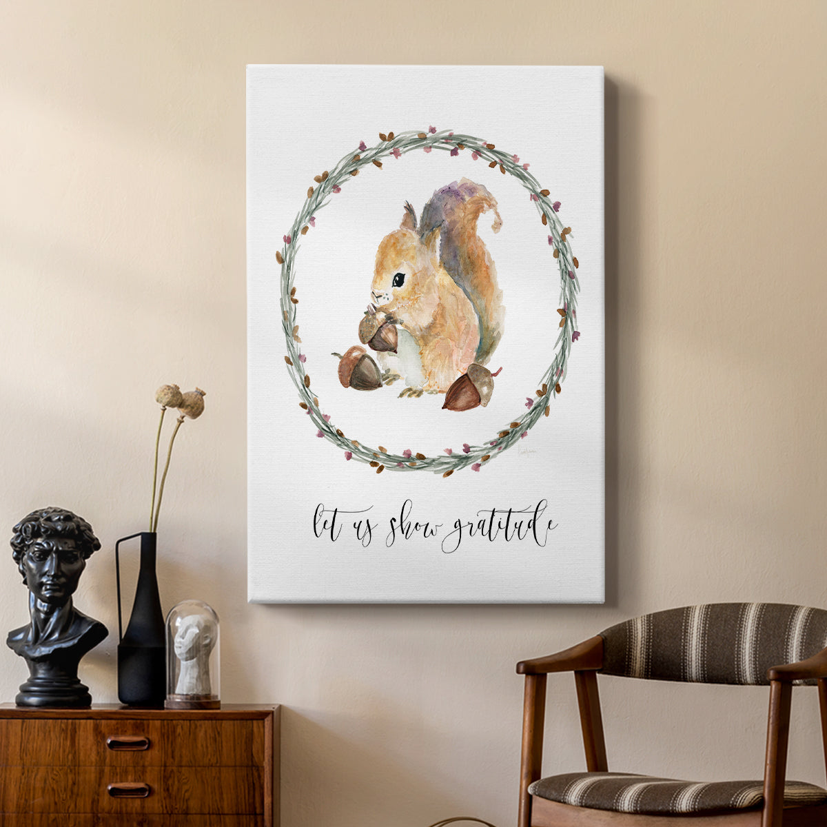Harvest Home Squirrel - Canvas Art Print