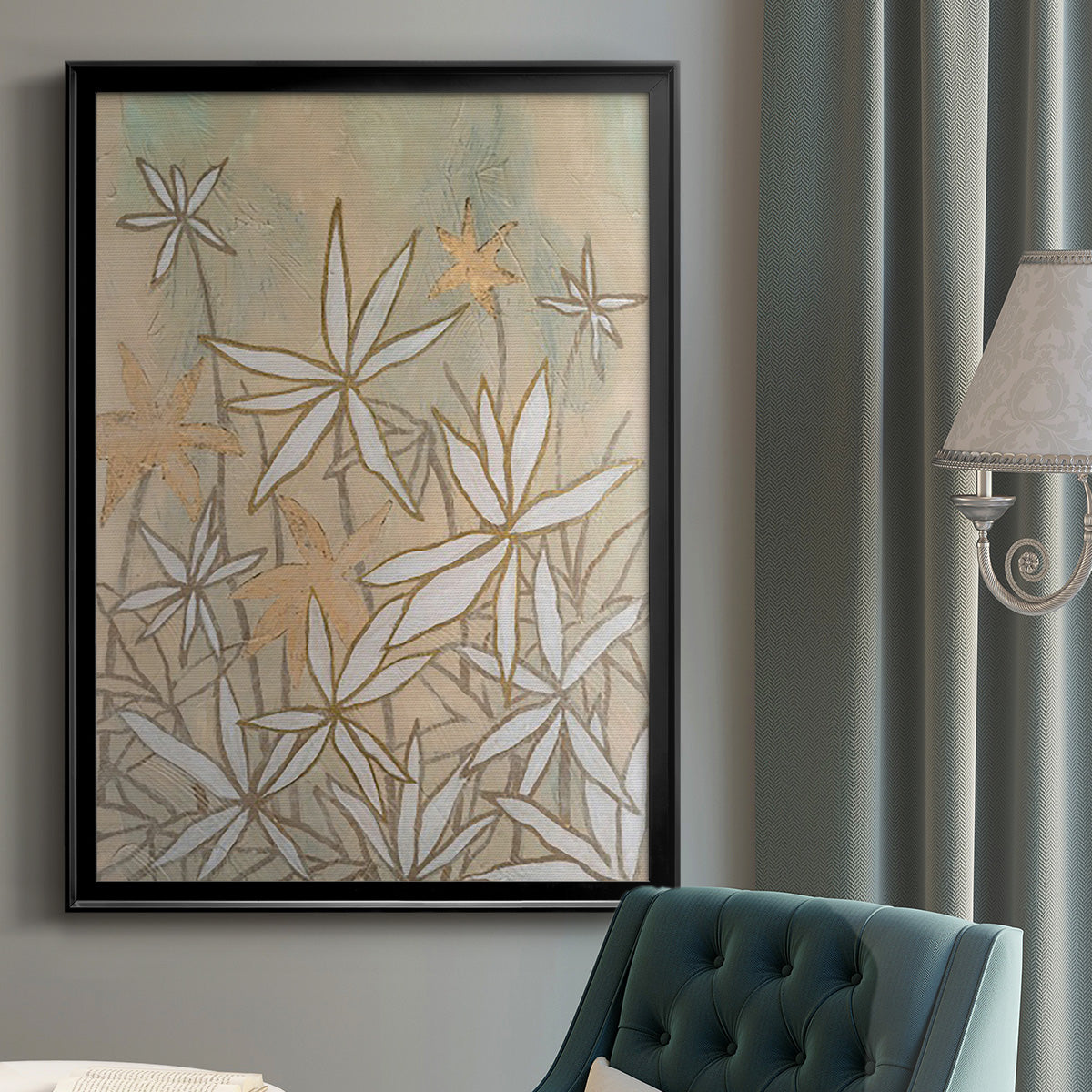 Embellished Starburst Bloom I - Modern Framed Canvas Print