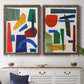 Colorful Shapes I - Premium Framed Canvas 2 Piece Set - Ready to Hang