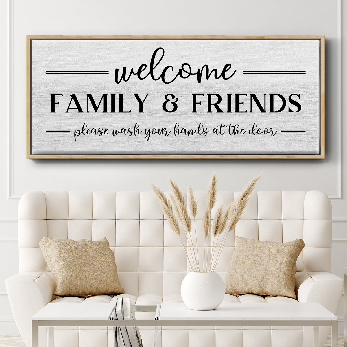 Welcome Family & Friends - Floater Framed Canvas Print