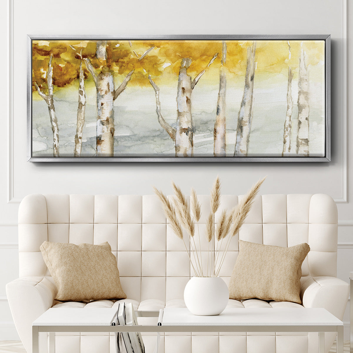 Golden Trees - Floater Framed Canvas Print