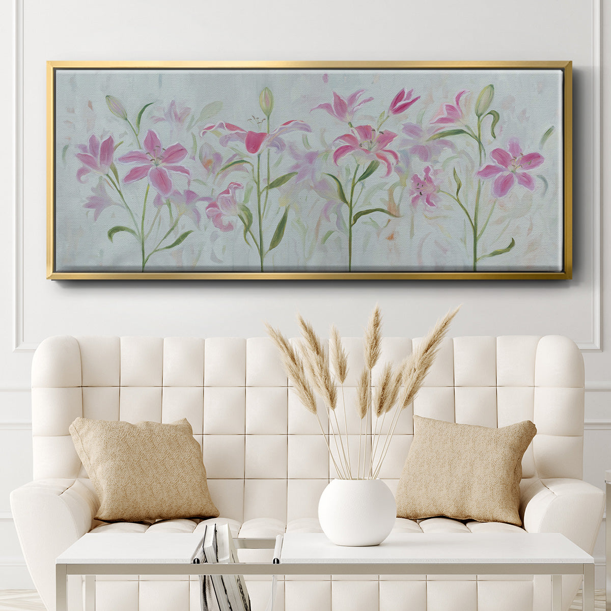 Dancing Pink Trio III - Floater Framed Canvas Print