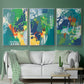 Tropical Graphics I - Framed Premium Gallery Wrapped Canvas L Frame 3 Piece Set - Ready to Hang