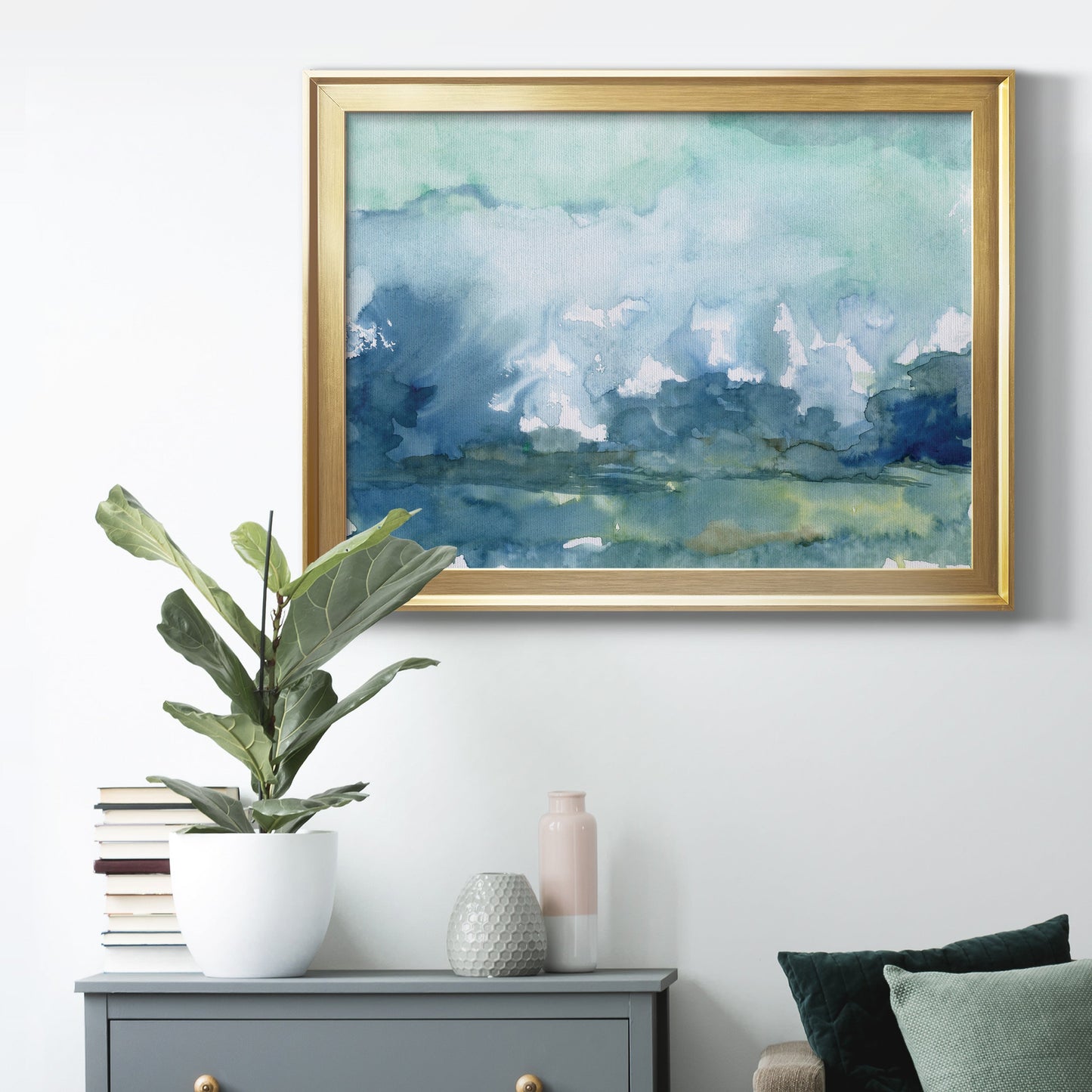 Distant Rain - Modern Framed Canvas Print