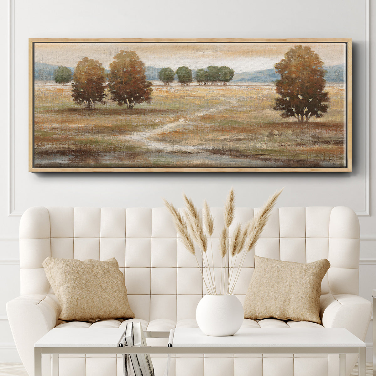 Linen Landscape I - Floater Framed Canvas Print