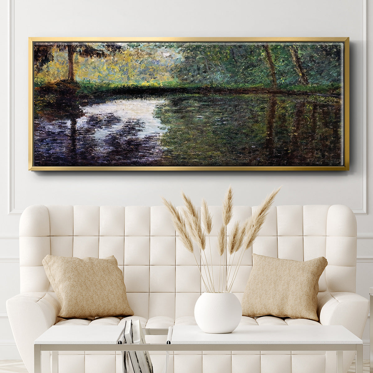 The Pond at Montgeron 2, 1876 - Floater Framed Canvas Print