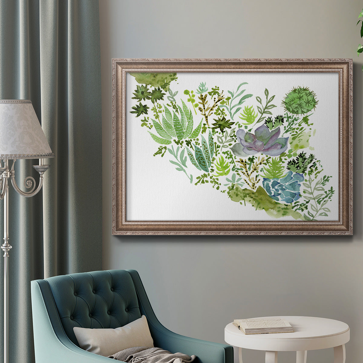 Succulent Field II - Ornate Framed Canvas Print