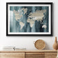 Navy World Map - Modern Framed Art Print