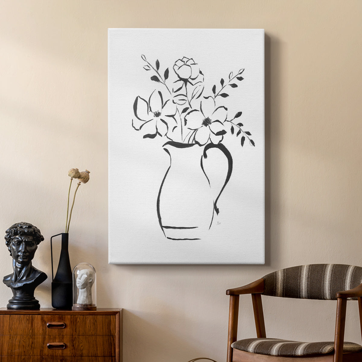 Sketchy Bouquet II - Canvas Art Print