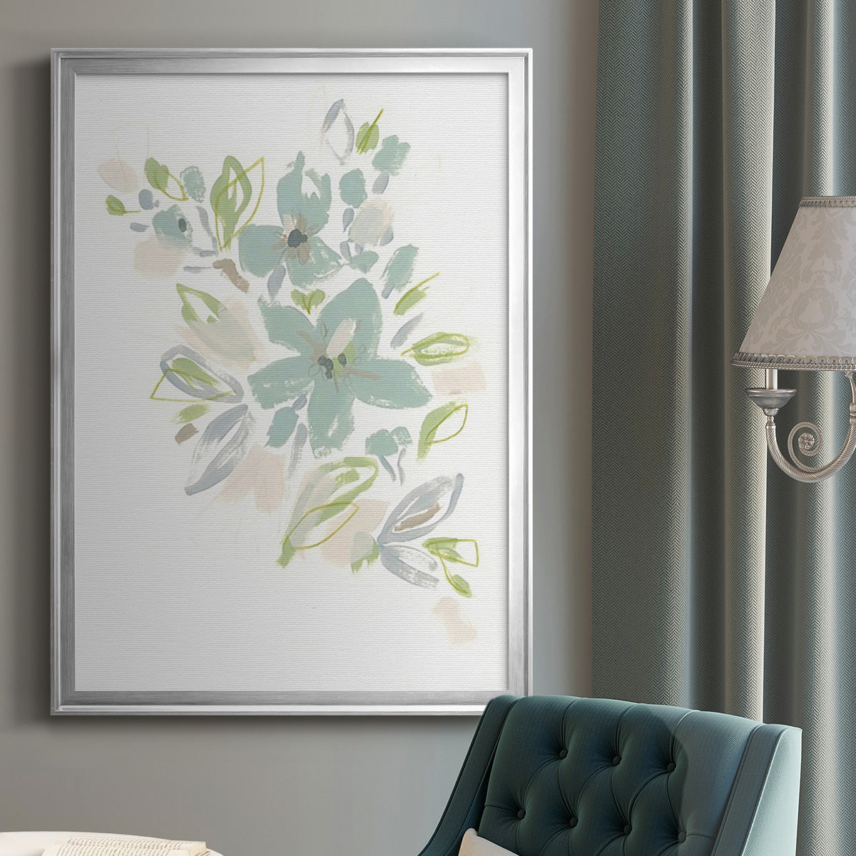 Seafoam Petals IV - Modern Framed Canvas Print