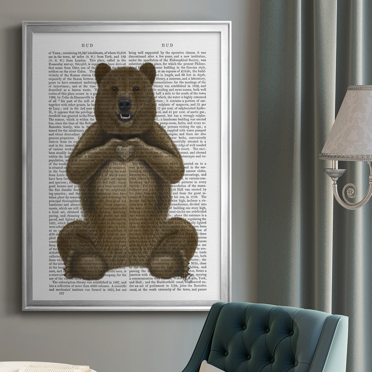 Bear and Hand Heart - Modern Framed Canvas Print