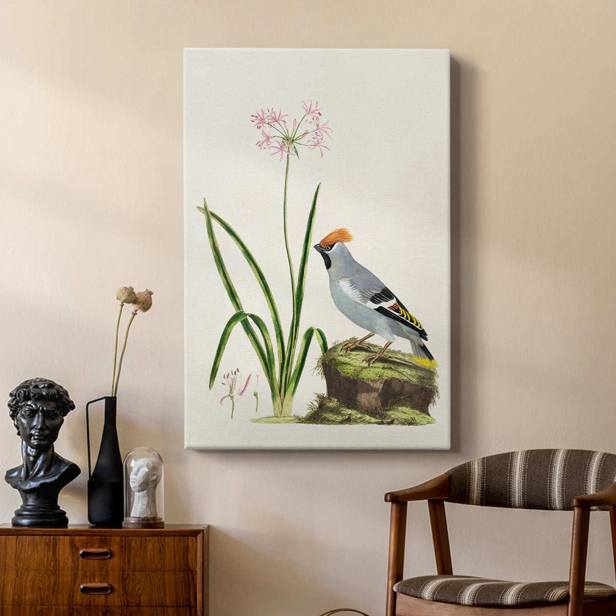 Amaryllis, Lily, and Waxwing, 1796 - Canvas Art Print