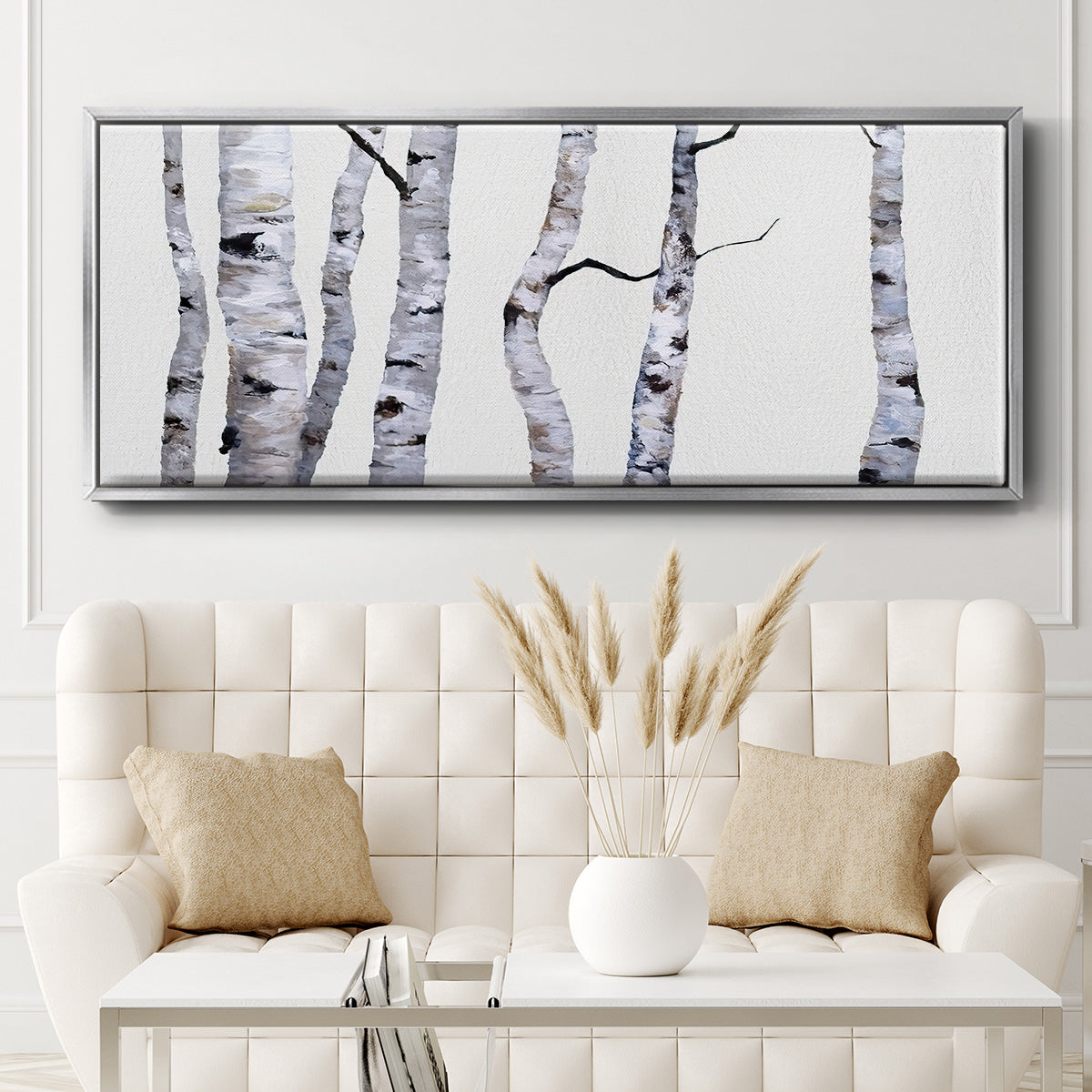Birch Trees I - Floater Framed Canvas Print