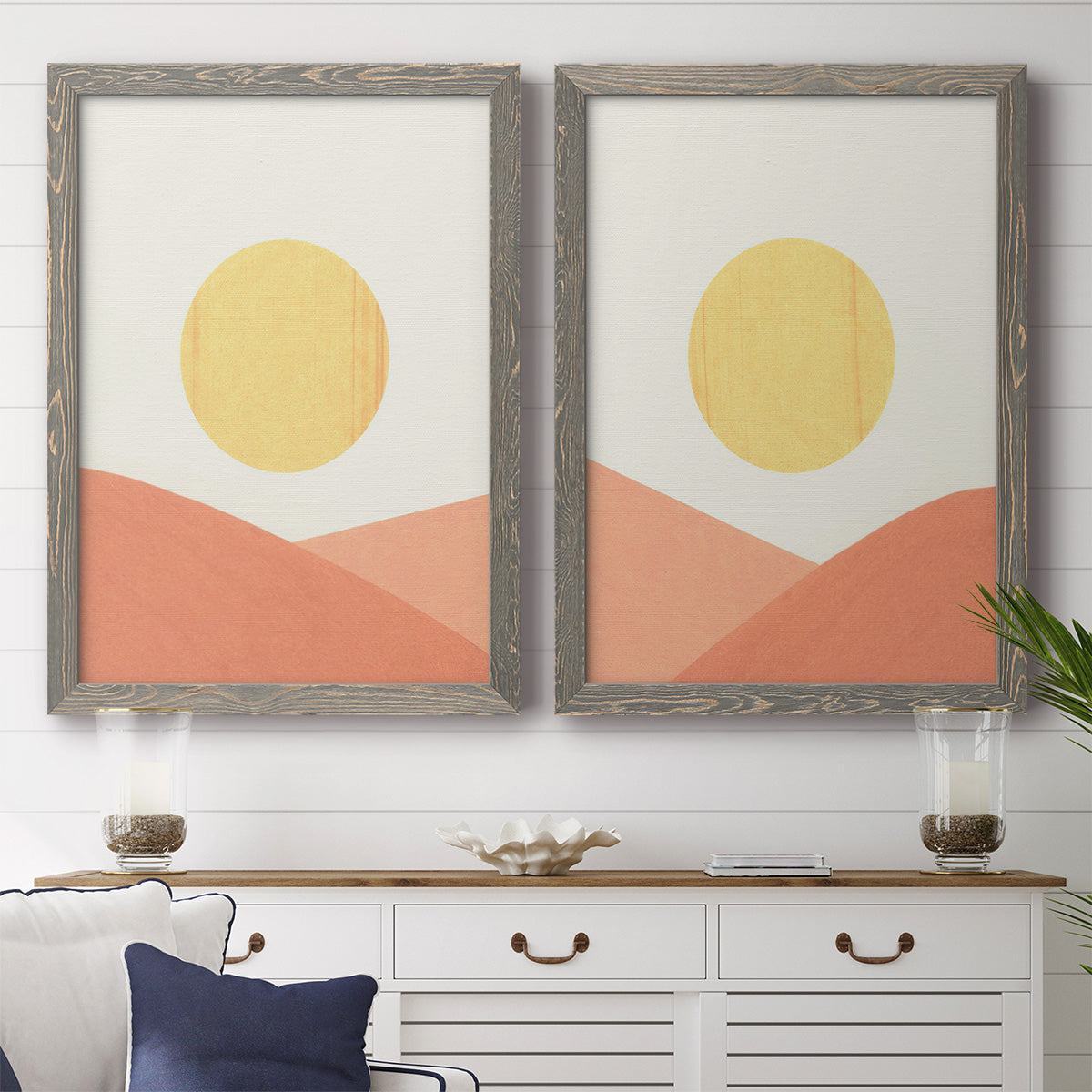 Simple Boho Sun I - Premium Framed Canvas 2 Piece Set - Ready to Hang