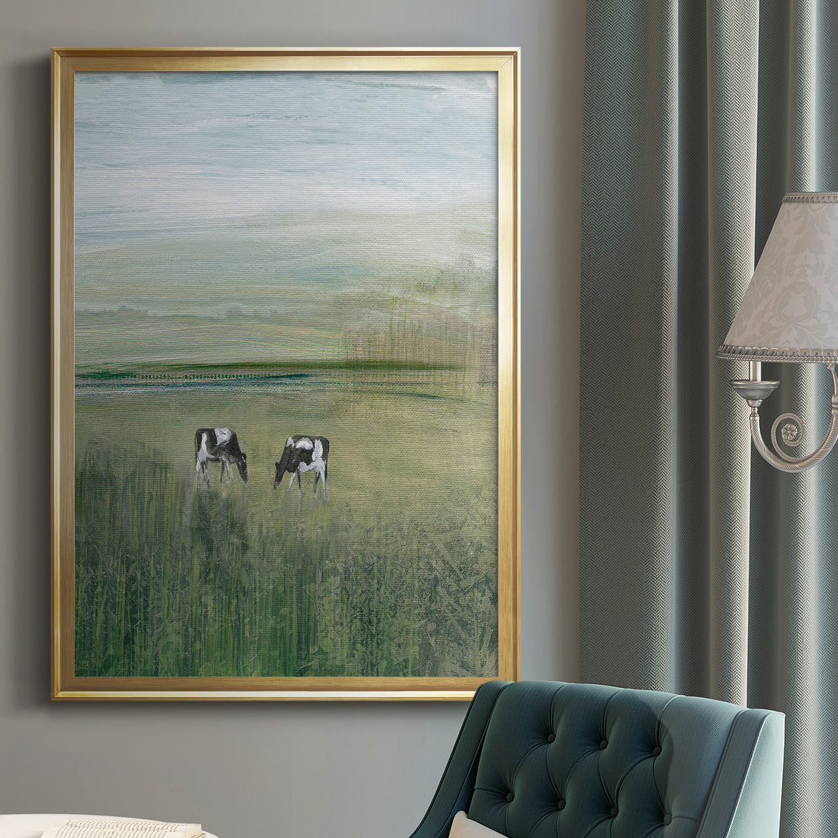 Out to Pasture II - Modern Framed Canvas Print