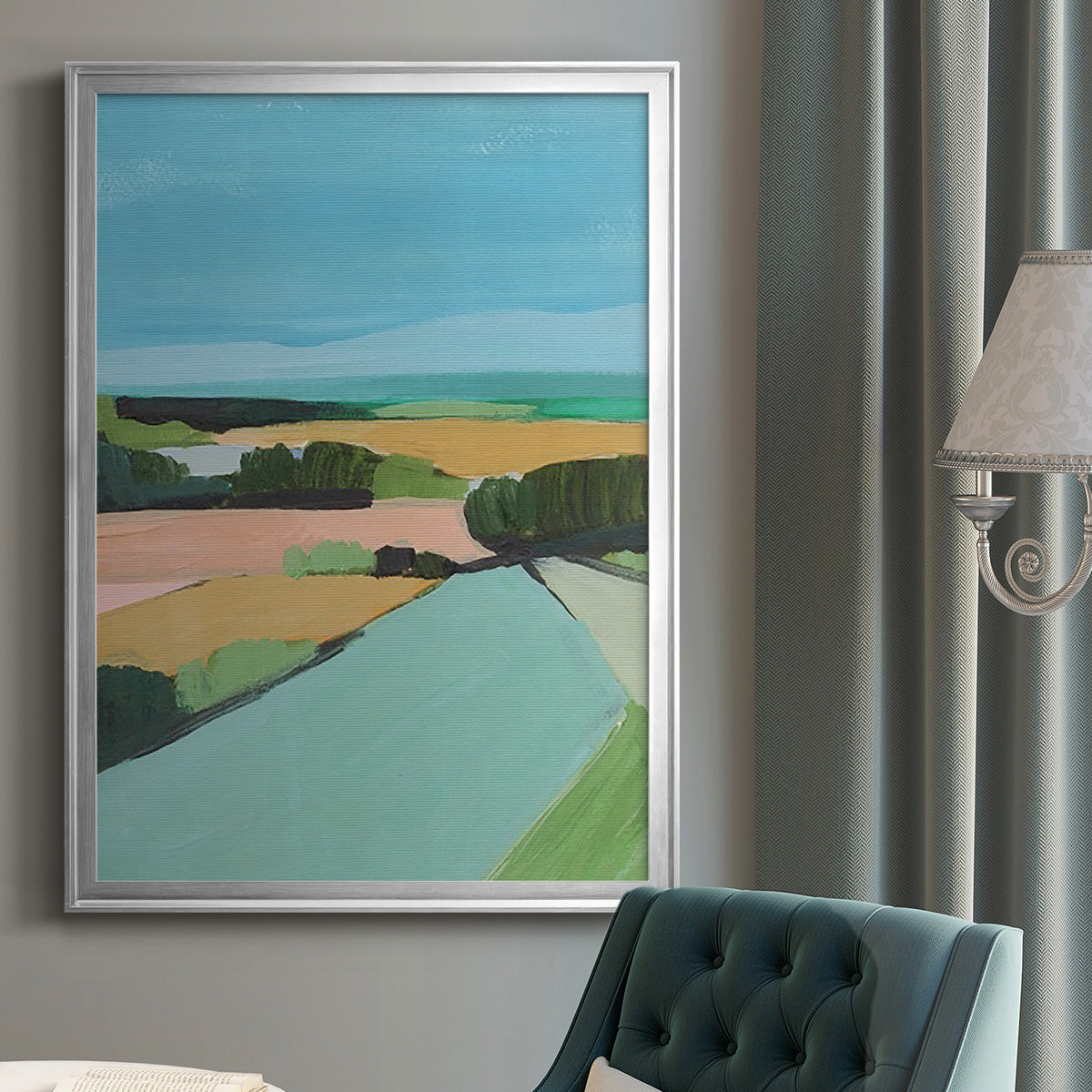 Bright Colored Countryside II - Modern Framed Canvas Print