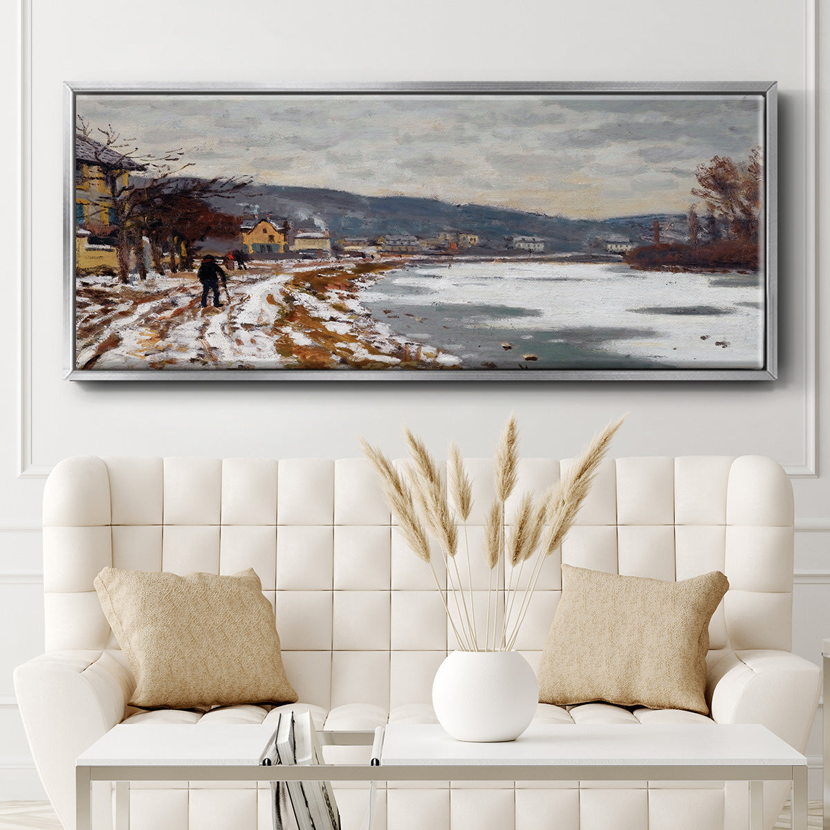 The Seine at Bougival, 1869 - Floater Framed Canvas Print