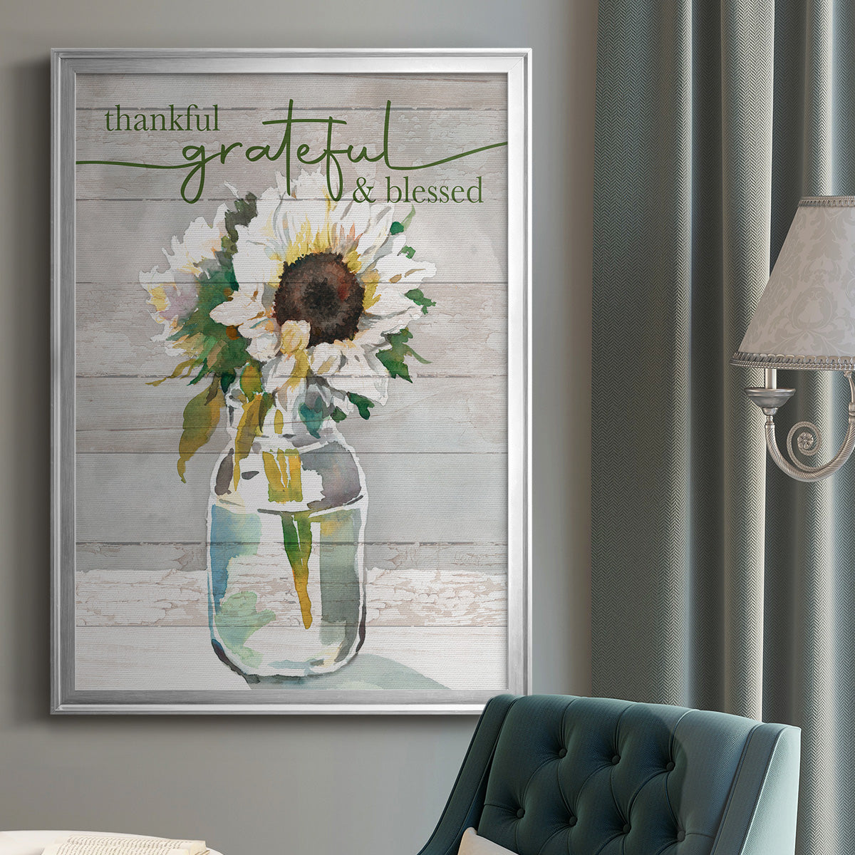 Thankful, Grateful, Blessed - Modern Framed Canvas Print