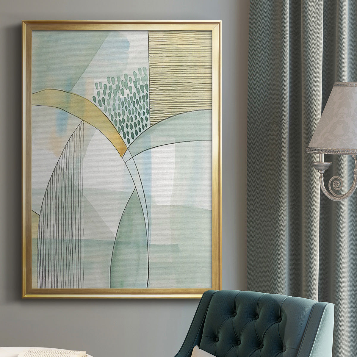 Mint Reflection I - Modern Framed Canvas Print