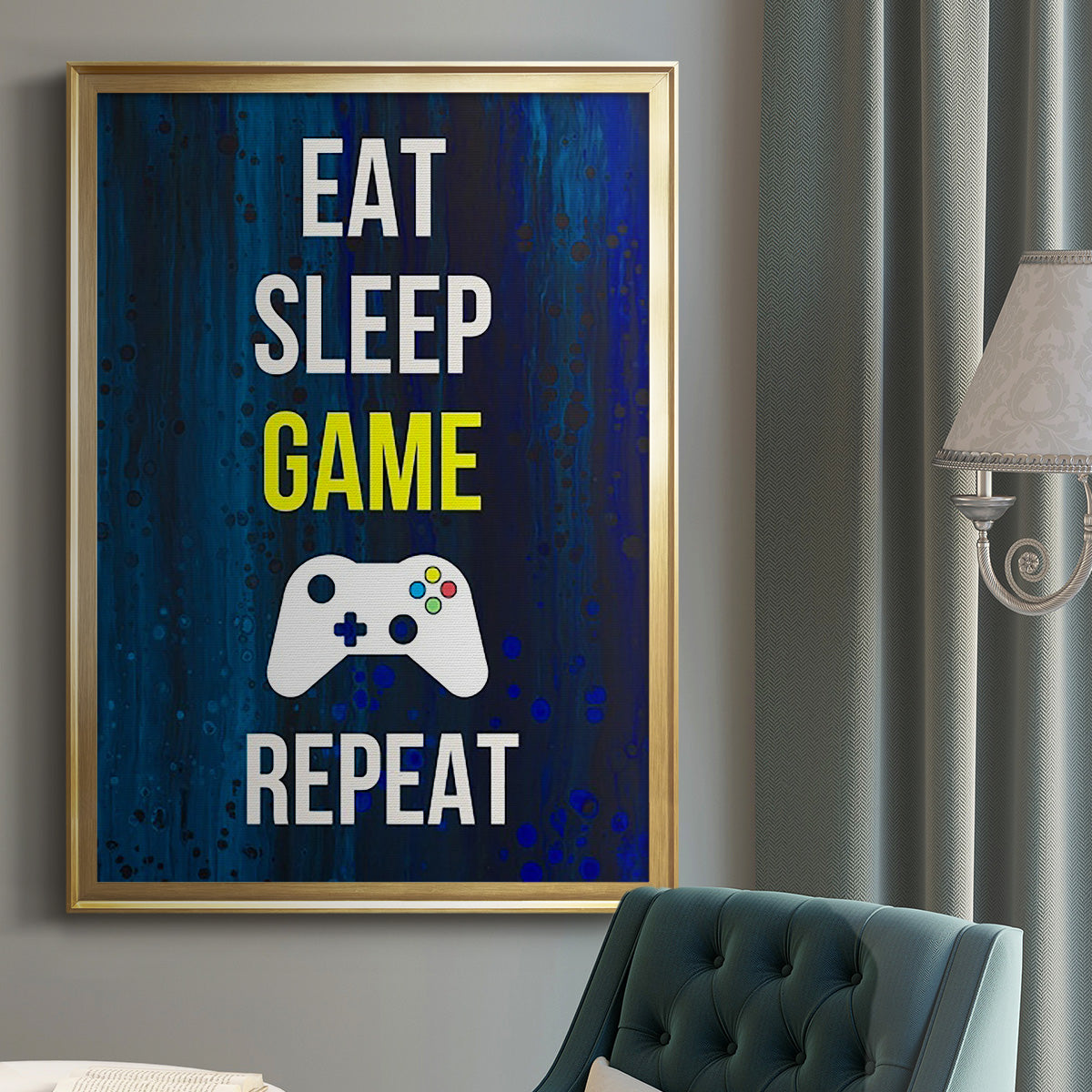 Gamer at Play V - Modern Framed Canvas Print