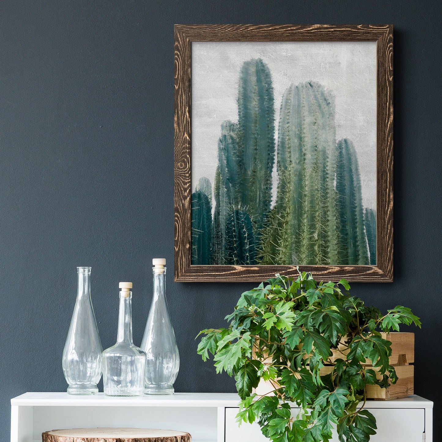 Aruba Cacti II - Barnwood Framed Canvas Print