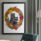 Raccoons Autumn Leaf Wreath - Modern Framed Canvas Print