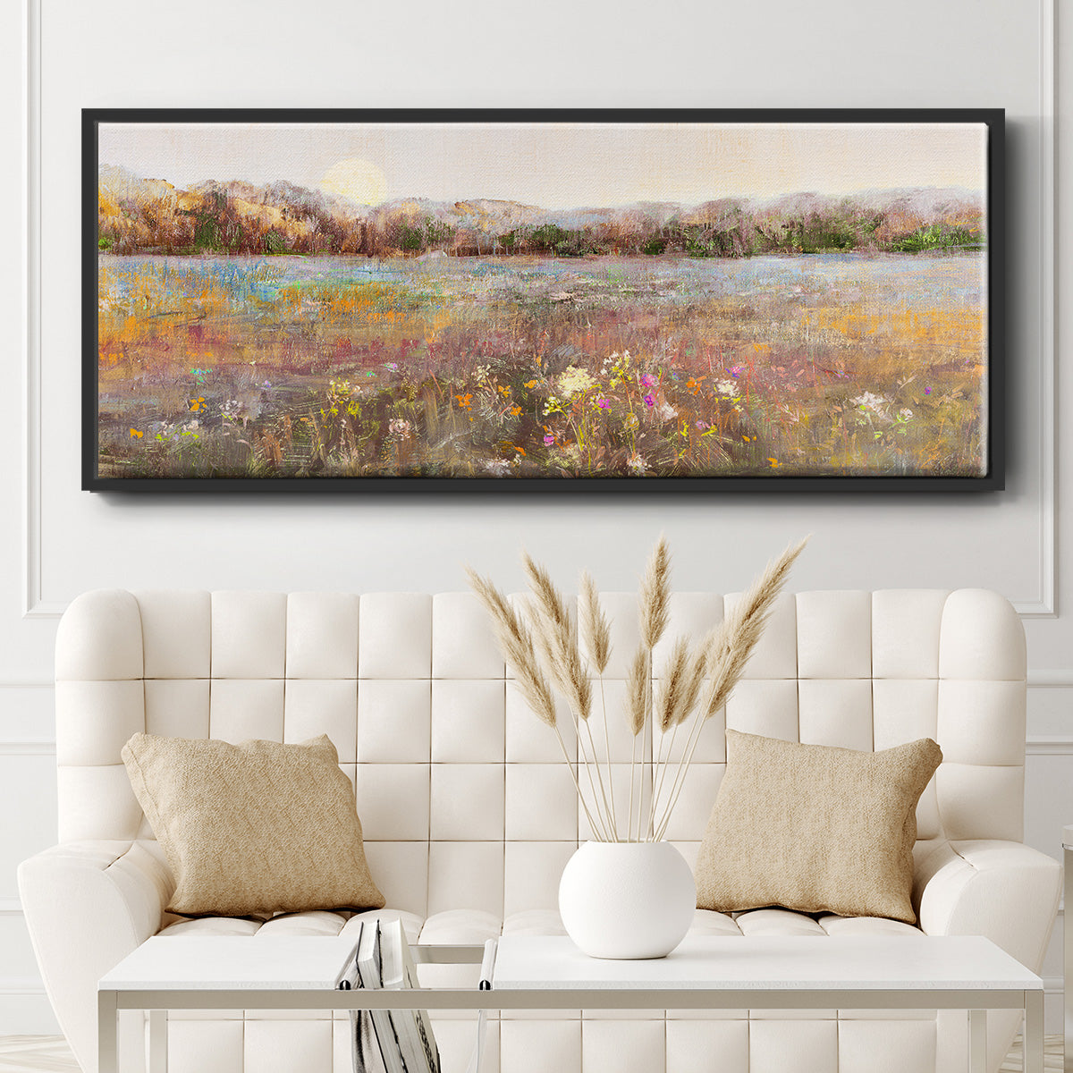 Meadow Moonrise - Floater Framed Canvas Print