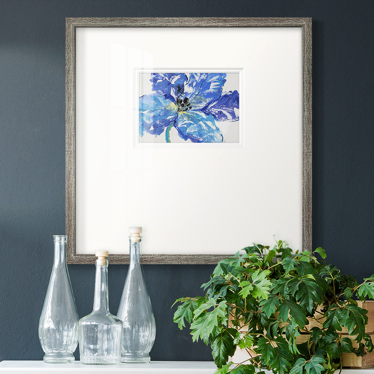 Fleur Bleue I Premium Framed Print Double Matboard