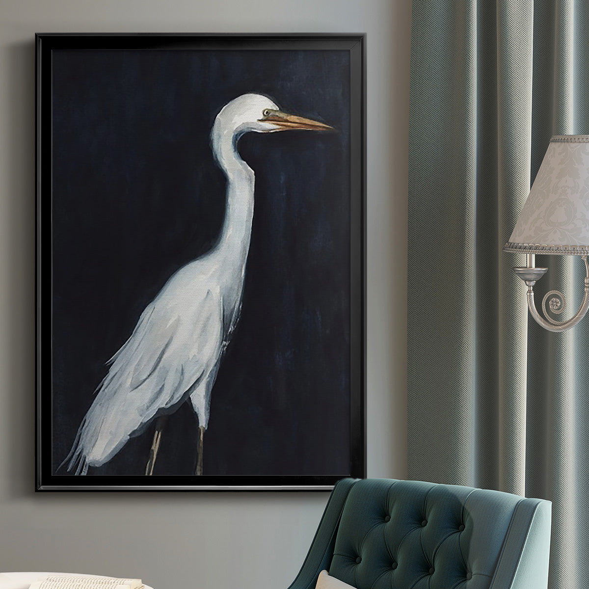 Calm Great Egret II - Modern Framed Canvas Print