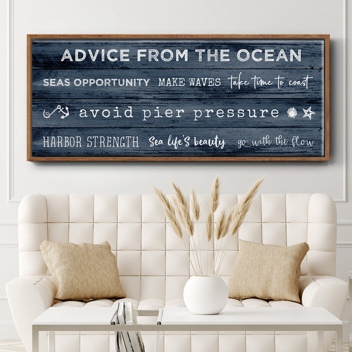 Navy Ocean - Floater Framed Canvas Print