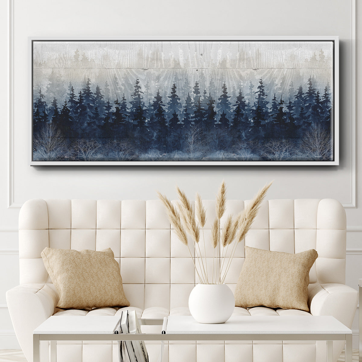 Misty Indigo Forest - Floater Framed Canvas Print