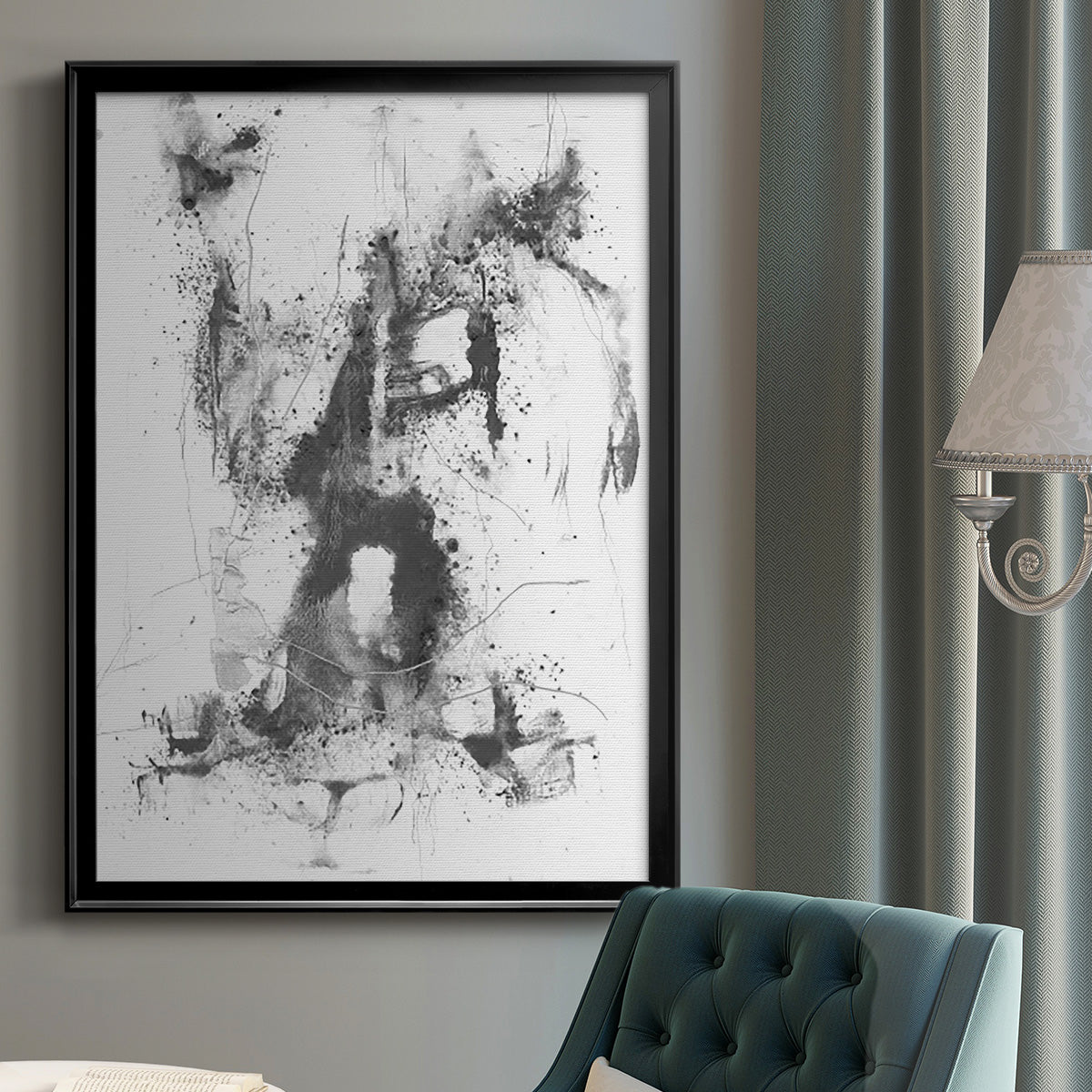 Graphite Abstract II - Modern Framed Canvas Print
