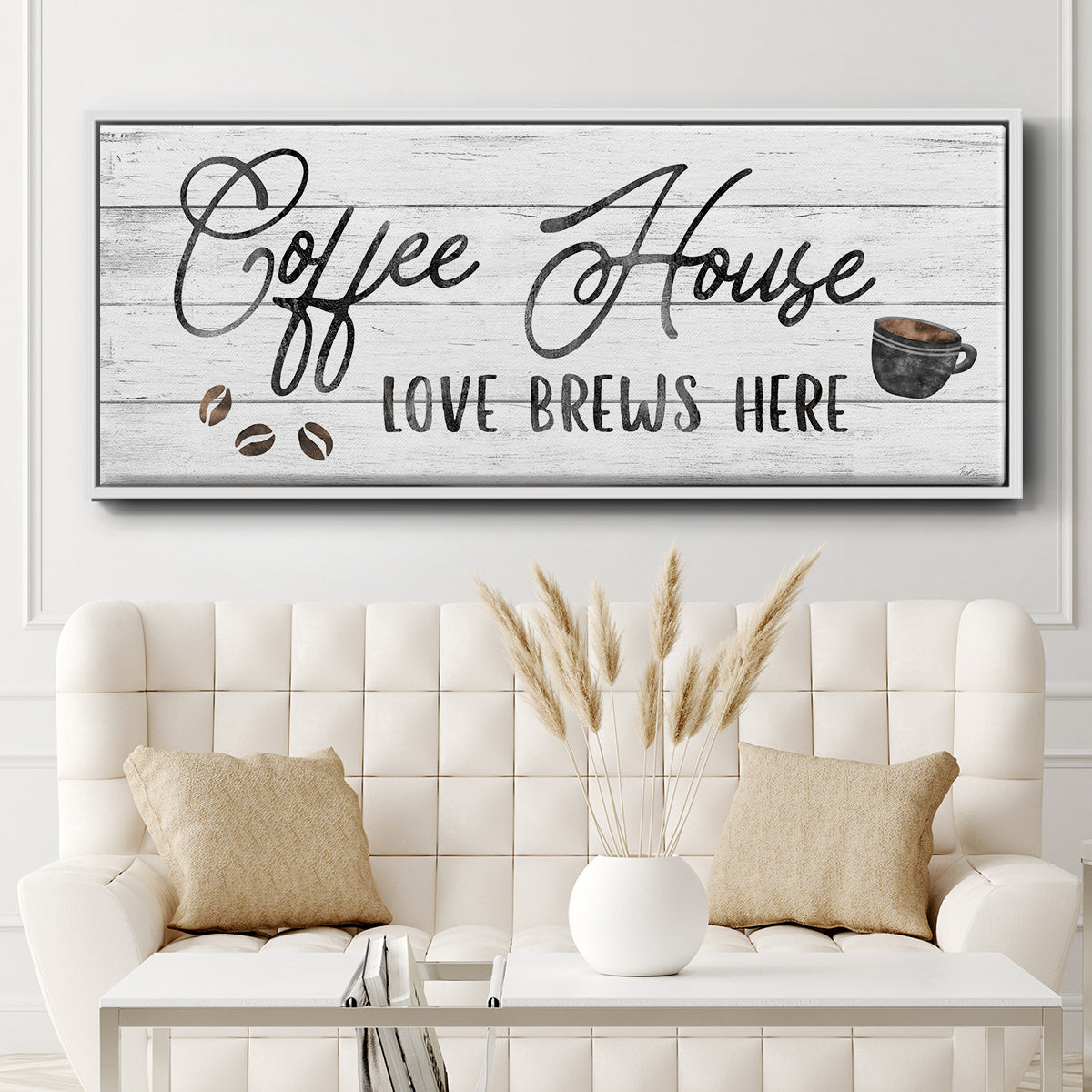 Love Brews - Floater Framed Canvas Print