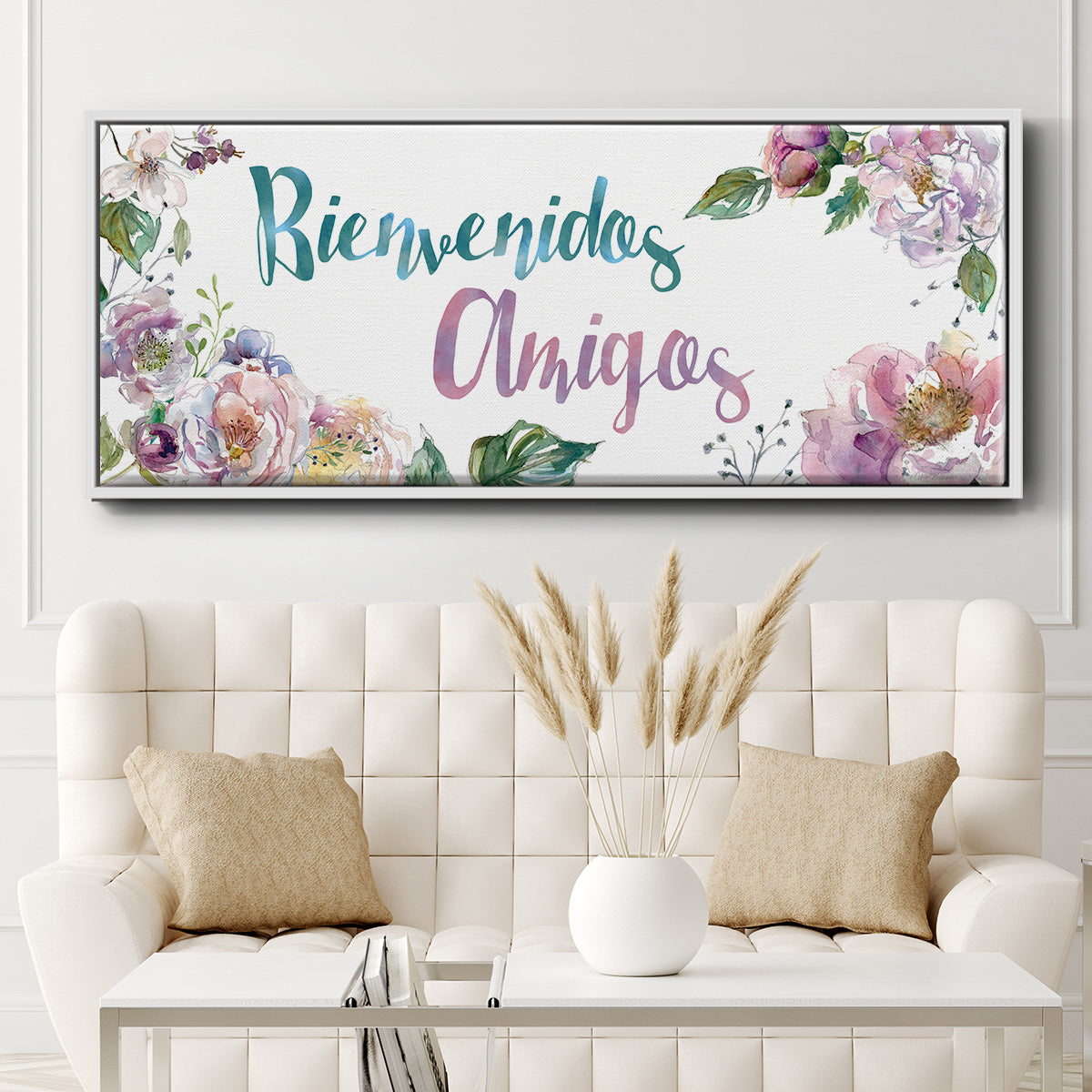 Bienvenidos Amigos - Floater Framed Canvas Print