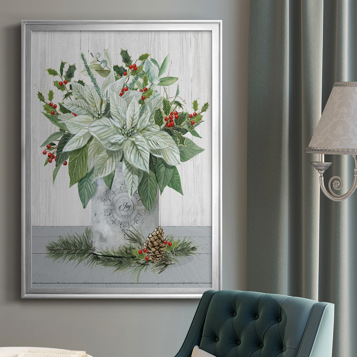 Farmhouse Christmas Joy - Modern Framed Canvas Print