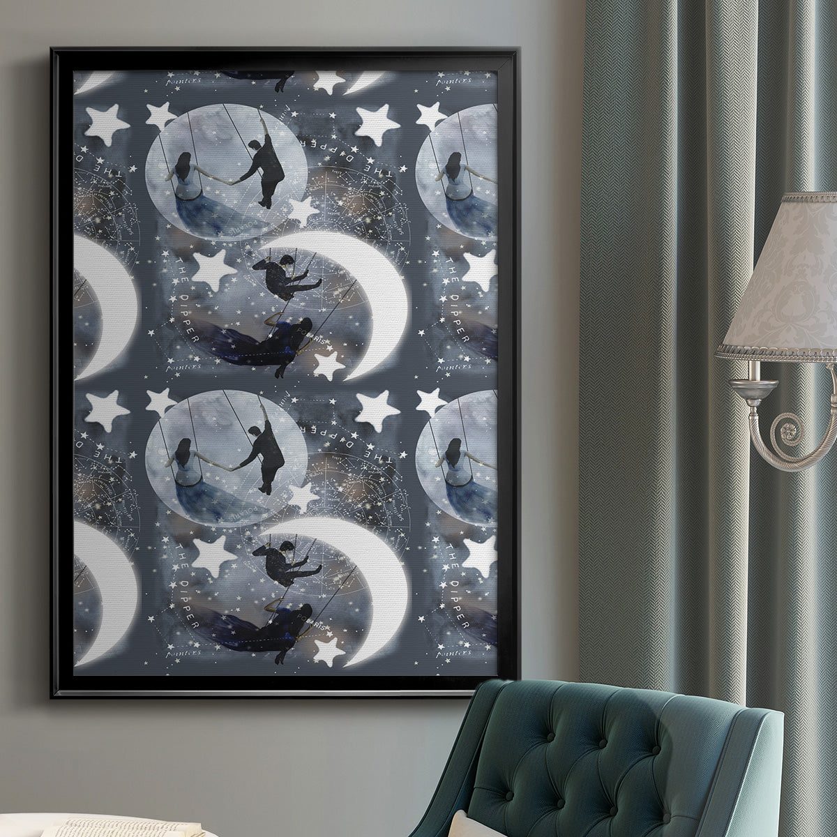 Celestial Love Collection E - Modern Framed Canvas Print