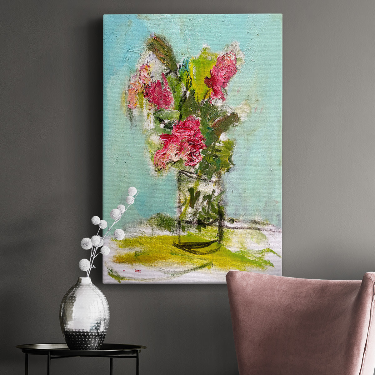 Turquoise Lilly Premium Gallery Wrapped Canvas - Ready to Hang