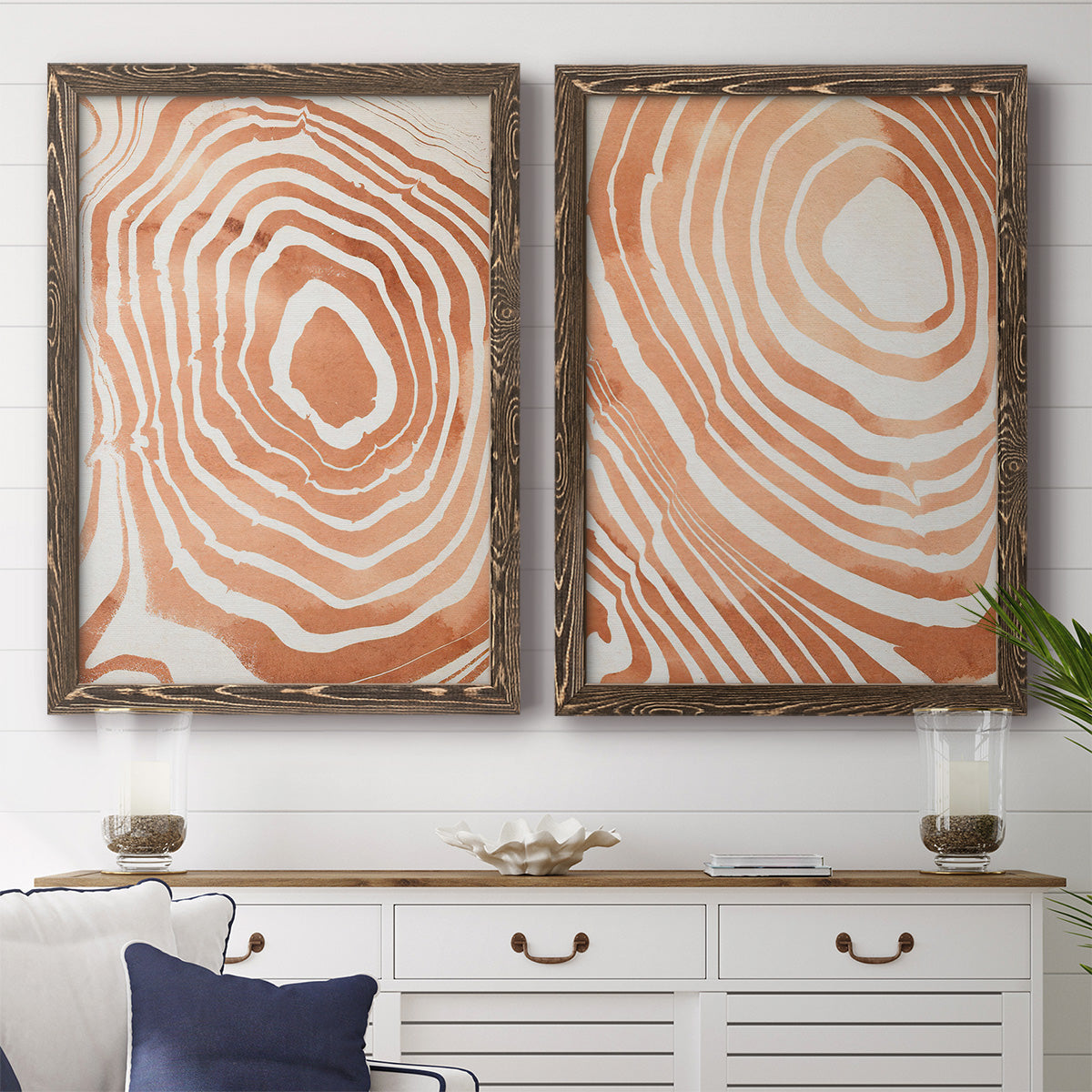 Wood Grain Suminagashi III - Premium Framed Canvas 2 Piece Set - Ready to Hang