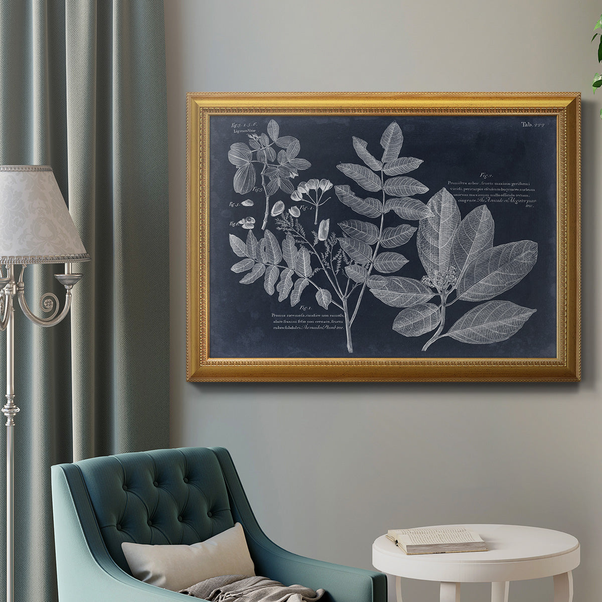 Foliage on Navy V Premium Framed Canvas- Ready to Hang