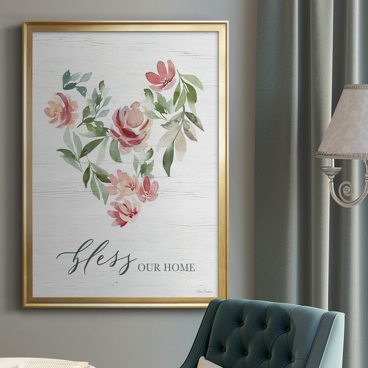 Paradise Floral Heart - Modern Framed Canvas Print