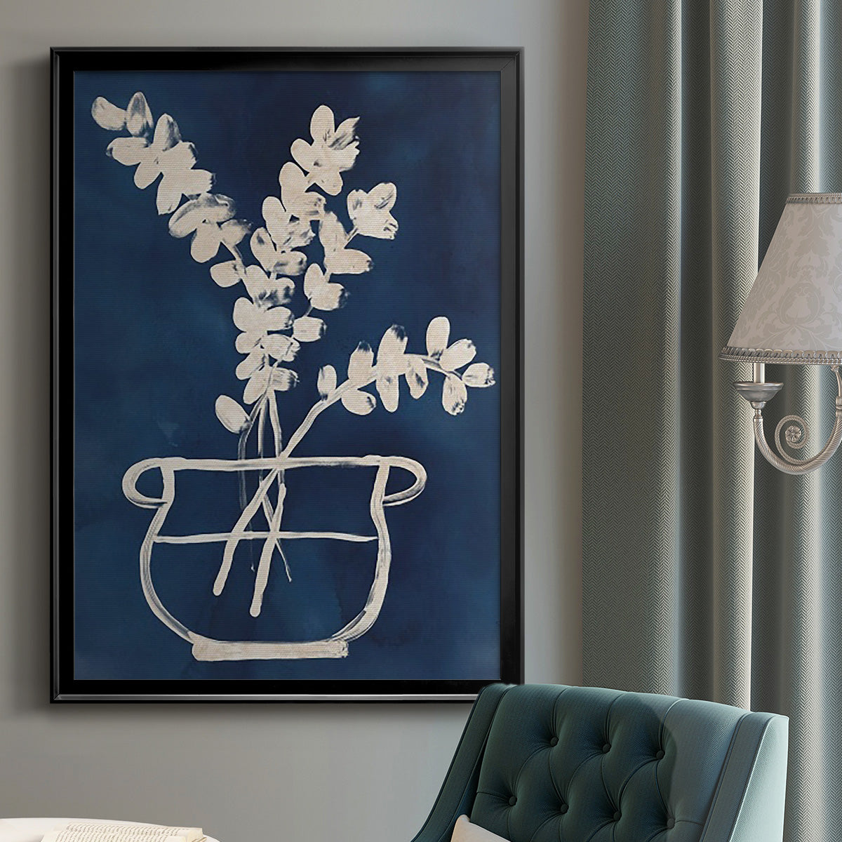Vessel on Indigo II - Modern Framed Canvas Print