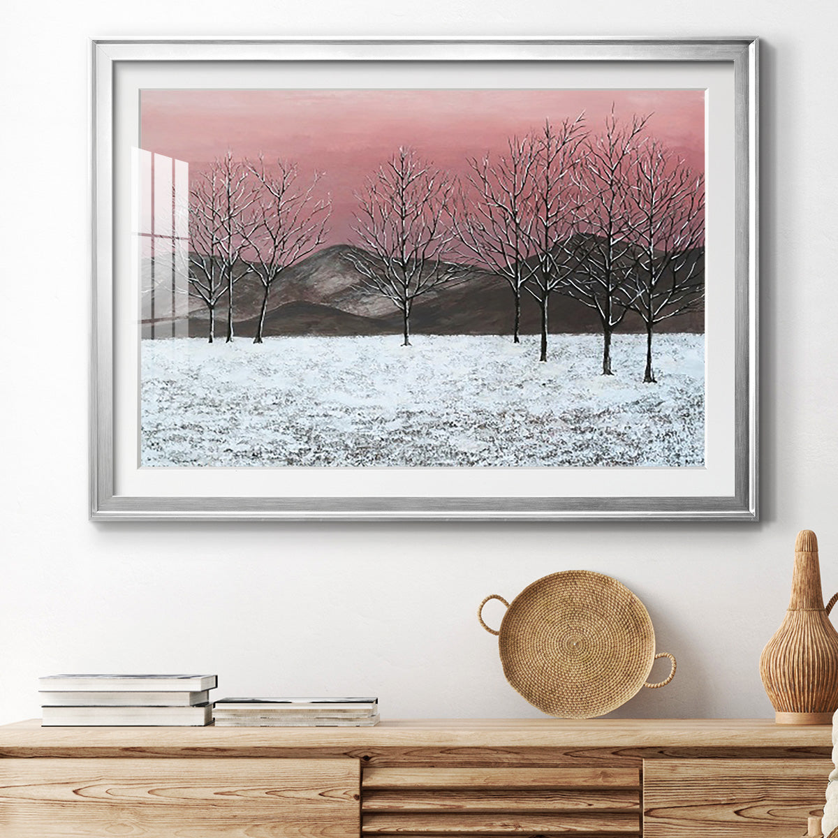 Sunset Snowfall II - Modern Framed Art Print