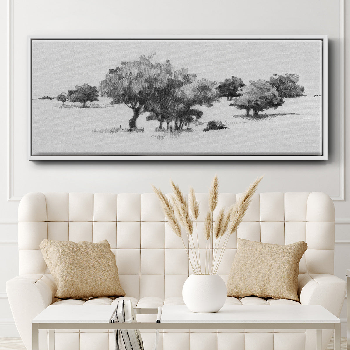 Treeline Sketch II - Floater Framed Canvas Print