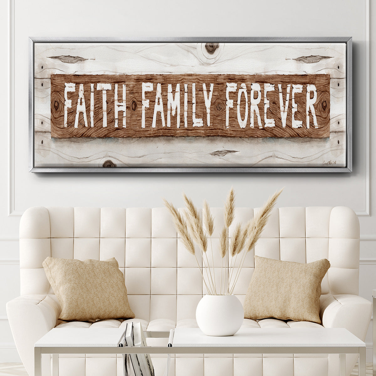 Faith Family Forever - Floater Framed Canvas Print