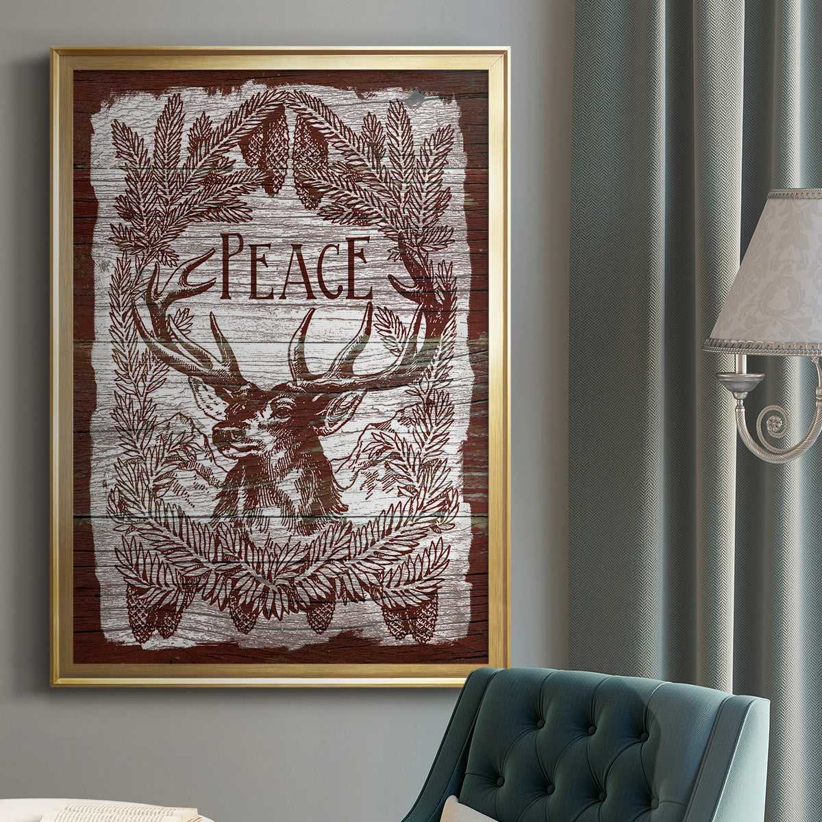 Red Wood Peace -  Framed Canvas Print