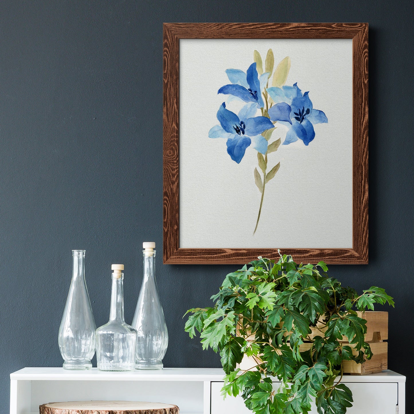 Blue Blossom Botanical III - Premium Canvas Framed in Barnwood - Ready to Hang