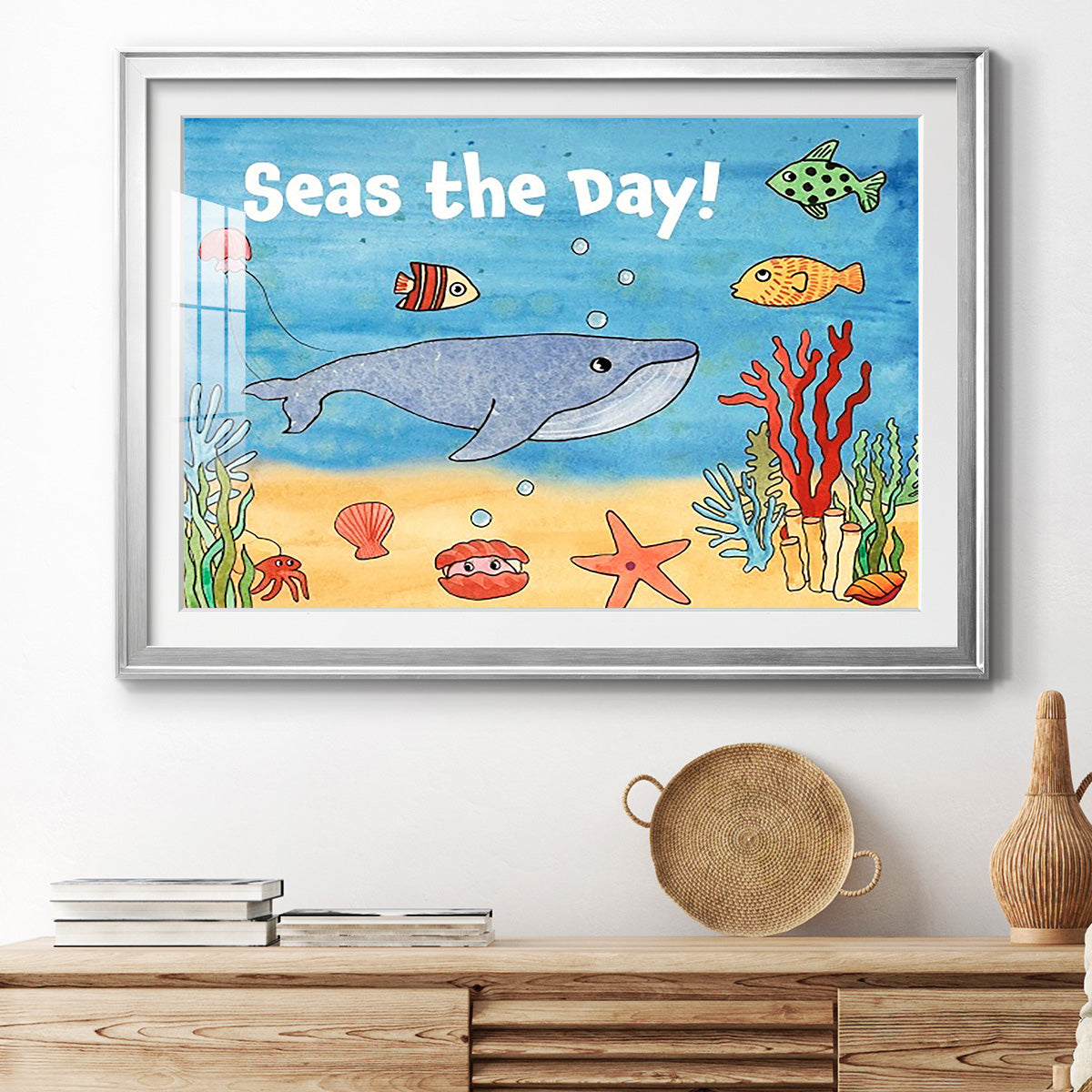 Cute Sea Creatures II - Modern Framed Art Print