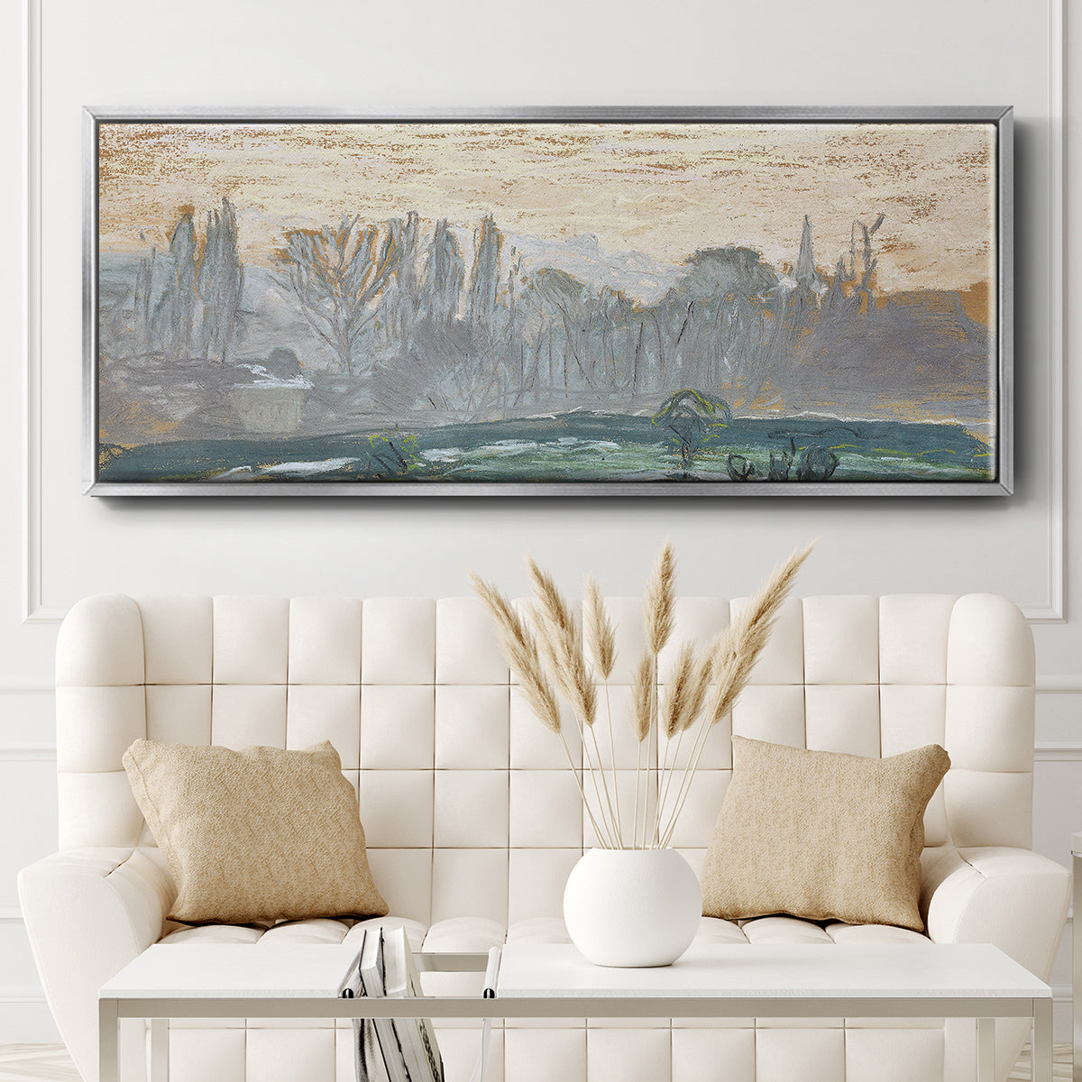 Winter Landscape with Evening Sky, 1870 - Floater Framed Canvas Print