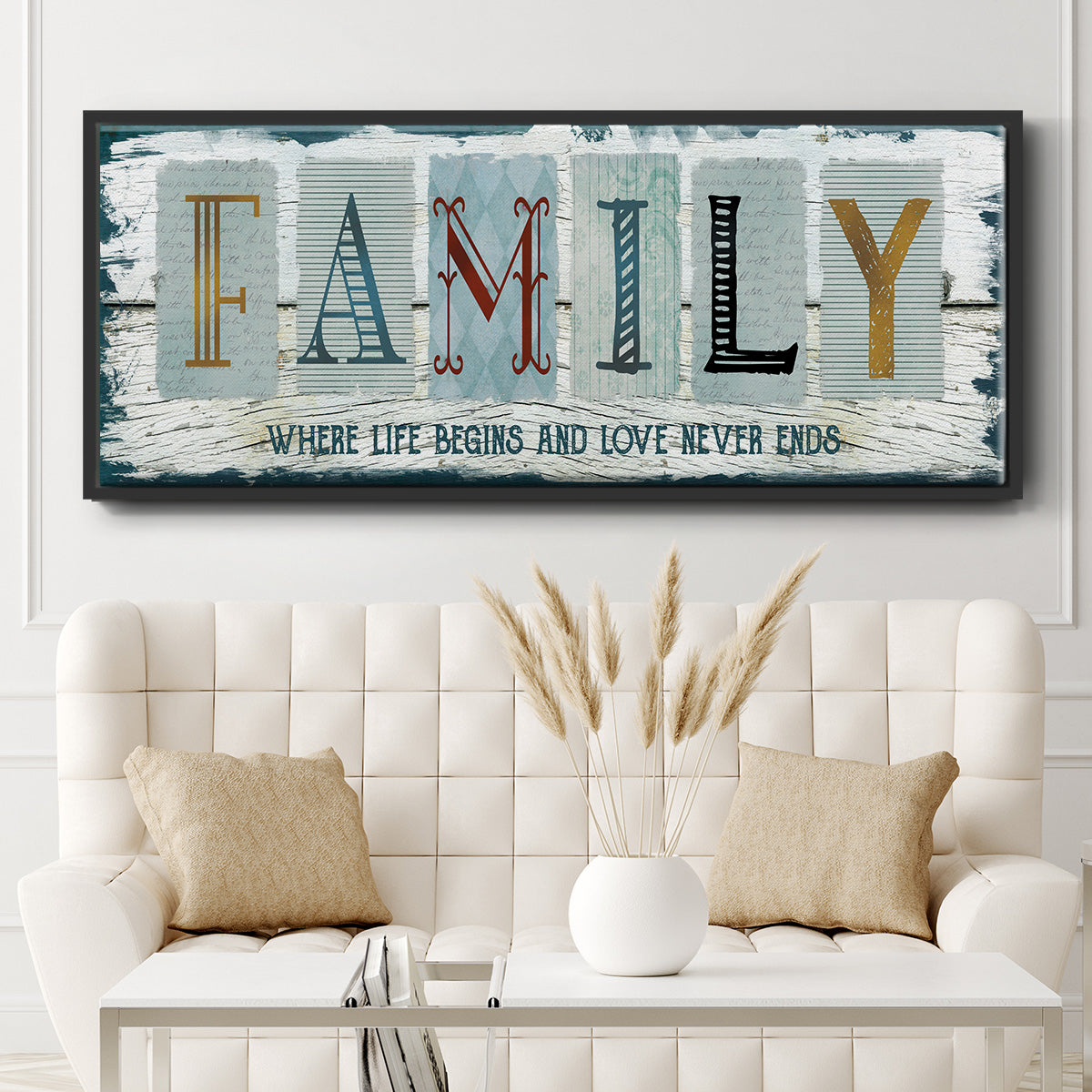 Family Where Life - Floater Framed Canvas Print